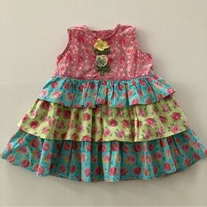 Cornelloki Baby Girl 12 Months Floral Ruffle Dress Spring Summer Pink Teal